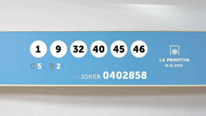 Sorteo de la Lotería Primitiva y Joker del 18/12/2023