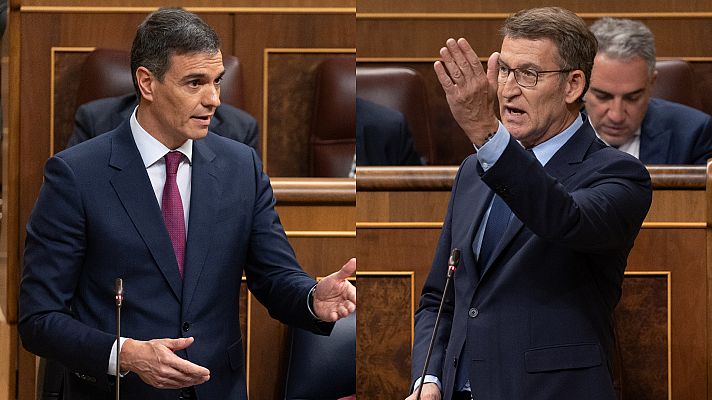Telediario 1 - Sánchez acepta reunirse con Feijóo en el Congreso el viernes pero ve "inédito" que no sea en Moncloa