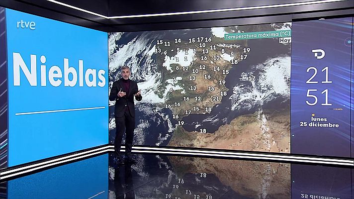 El tiempo - Nieblas persistentes en la meseta Norte y en las depresiones