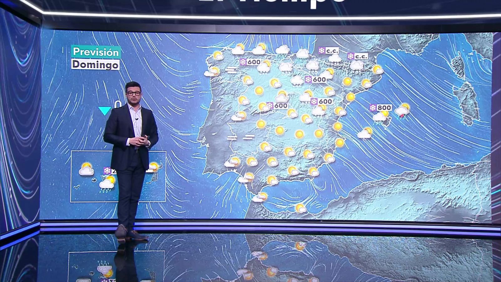 Nevadas en el extremo norte. Intervalos de viento fuerte y rachas muy fuertes en zonas del tercio oriental peninsular y área mediterránea - ver ahora