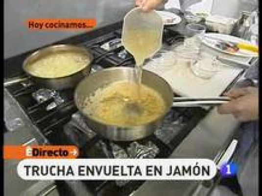 Trucha envuelta en jamón