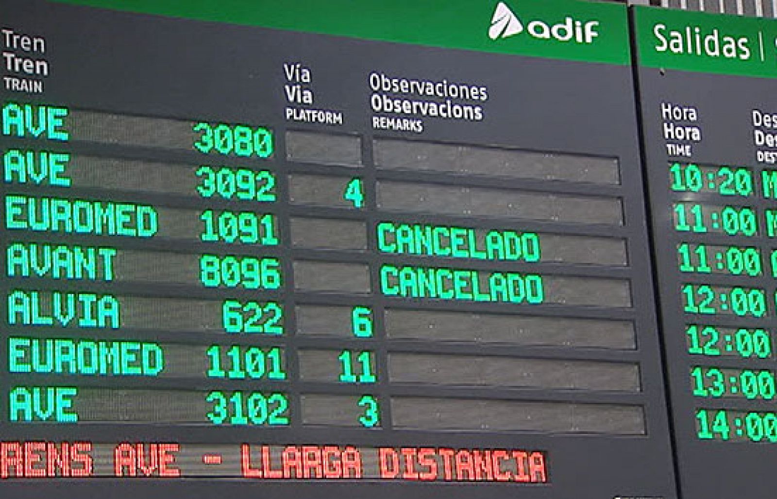 Se ha cancelado uno de cada tres trenes de larga distancia o alta velocidad