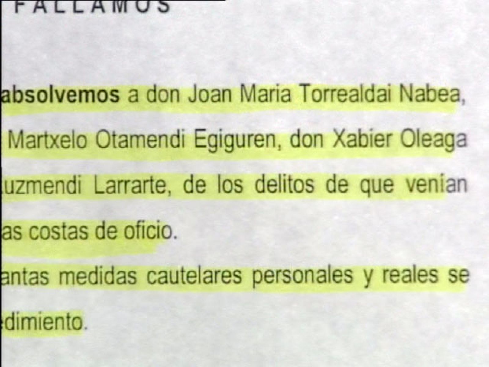 Los cinco directivos del diario Egunkaria, satisfechos por la absolución | Ver