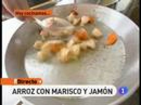 Arroz con vieiras y jamón