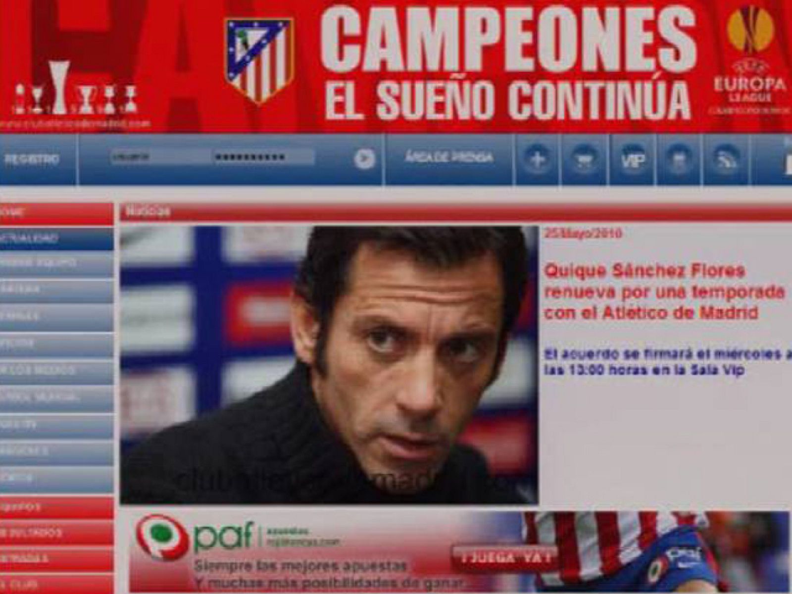 Quique Sánchez Flores seguirá al cargo del Atlético de Madrid un año más y Fran Mérida pasa a se nuevo jugador del valenciano.