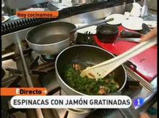 Espinacas con jamón gratinado