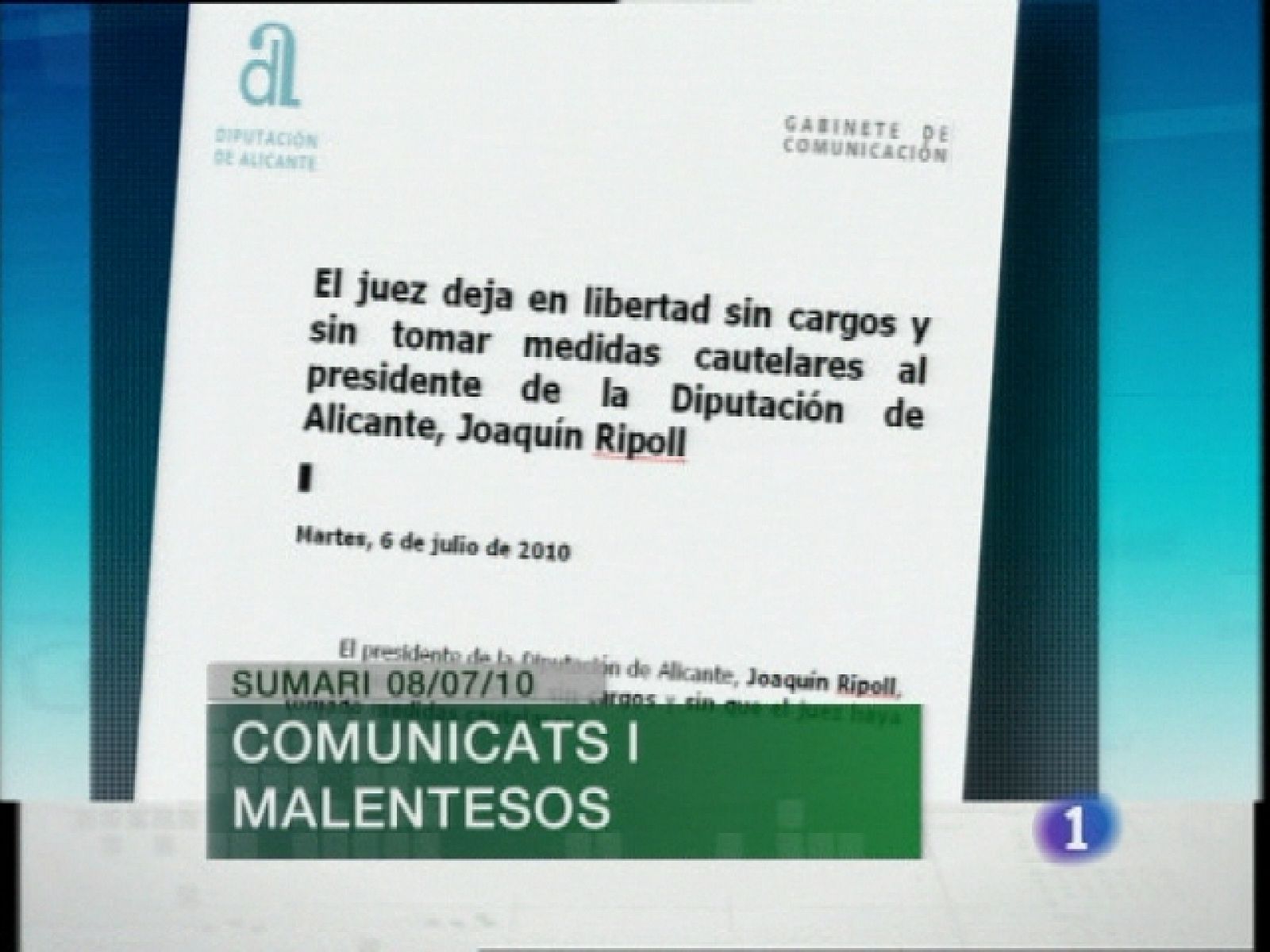 L'informatiu - Comunitat Valenciana: L'informatiu Comunitat Valenciana - 08/07/10 | RTVE Play