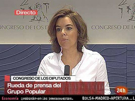 Debate sobre el Estado de la Nación - Sáenz de Santamaría pide a Zapatero un "acto de sinceridad política" en el debate