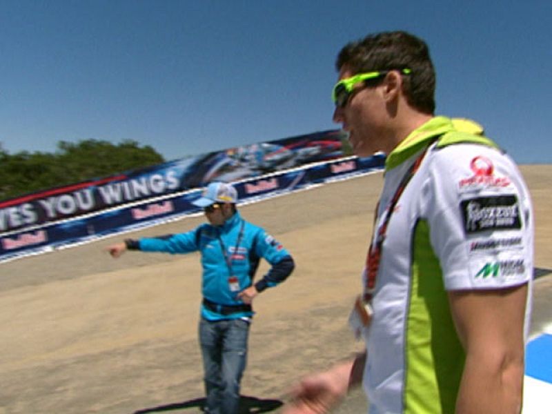 Los tres pilotos novatos españoles de MotoGP (Aleix Espargaró, Álvaro Bautista y Héctor Barberá se han acercado por primera vez la curva del 'sacacorchos' de Laguna Seca.