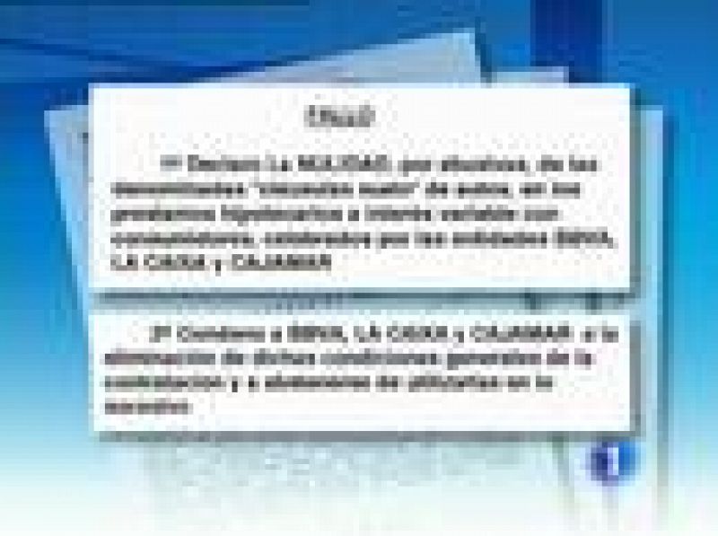 Un juzgado condena a eliminar la llamada 'cláusula suelo' a tres entidades bancarias