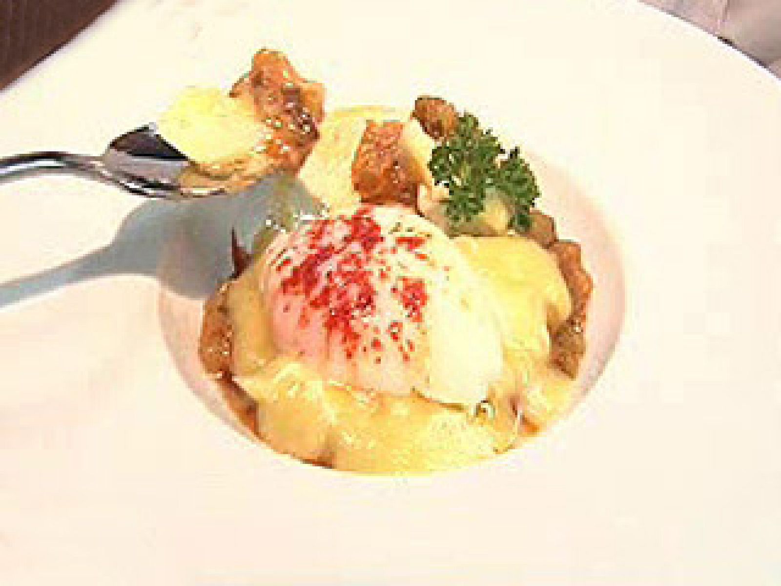 Bacalao confitado con pisto