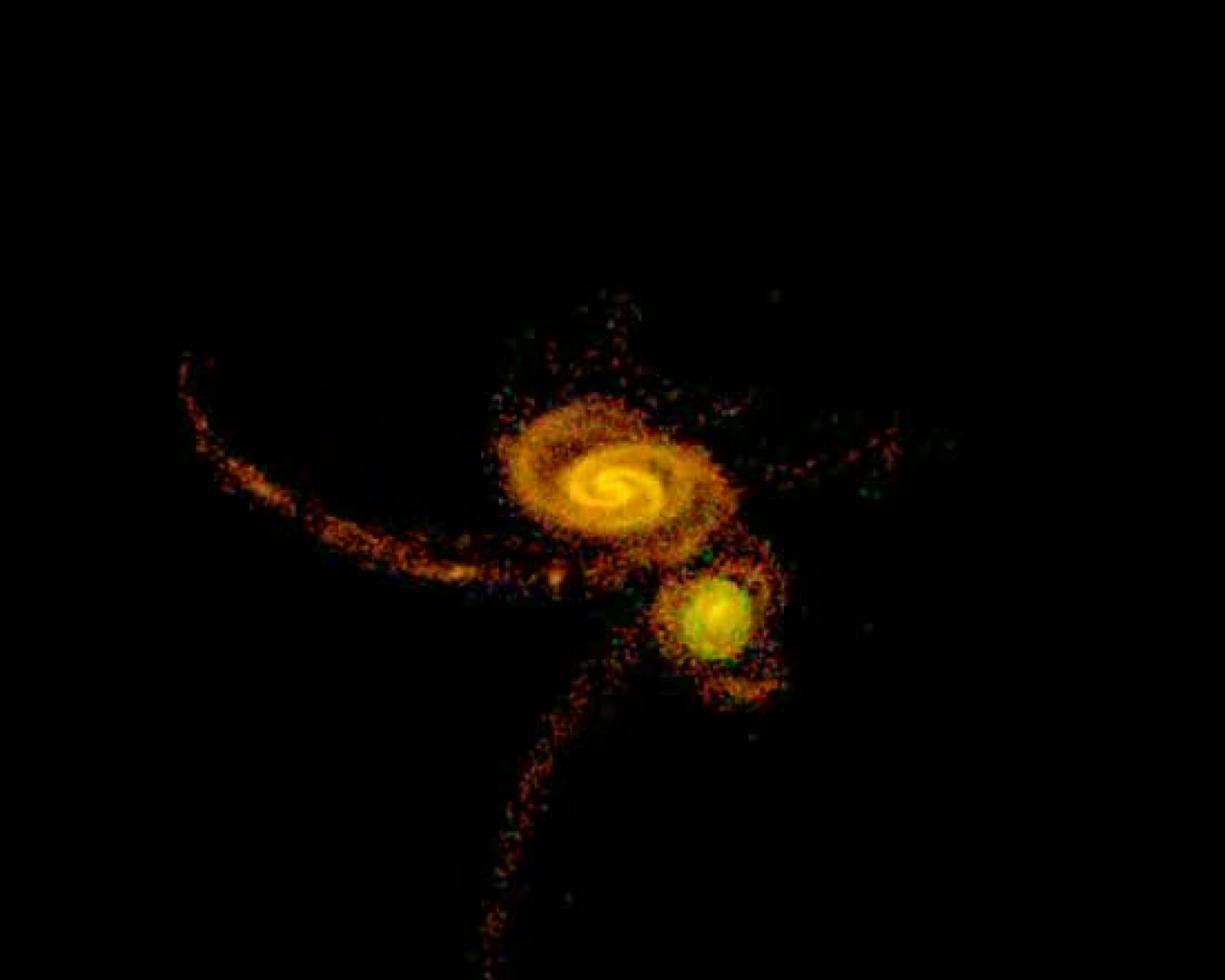 Los últimos estudios revelan que esta gigante espiral cósmica emergió de la violenta colisión de otras dos galaxias más pequeñas.La colisión comenzó hace unos nueve millones de años y el choque intergaláctico no terminó hasta cuatro millones de años