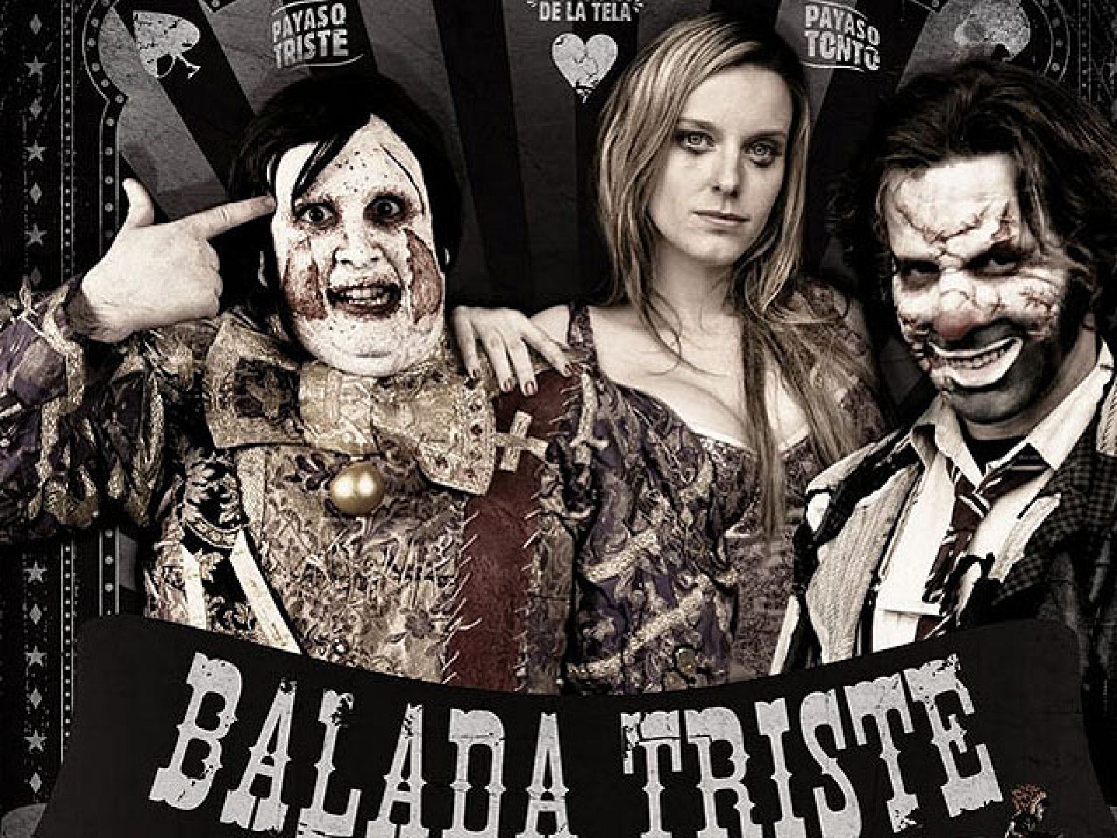  Álex de la Iglesia ha escrito y dirigido "Balada triste de trompeta", una comedia dramática protagonizada por Carlos Areces, Carolina Bang, Antonio de la Torre, Fernando Guillén Cuervo y Manuel Tallafé. La película fue una de las triunfadoras del último Festival de Cine de Venecia, donde se alzó con los premios al mejor director y guión. Javier (Areces) y Sergio (de la Torre) forman parte de un circo que continúa en funcionamiento pese a la contienda que se libra fuera, donde la guerra civil ha provocando el caos entre la sociedad española. Ambos payasos lucharán por el amor de Natalia (Bang), una trapecista que completa un triángulo amoroso que se romperá tras el estallido del conflicto.